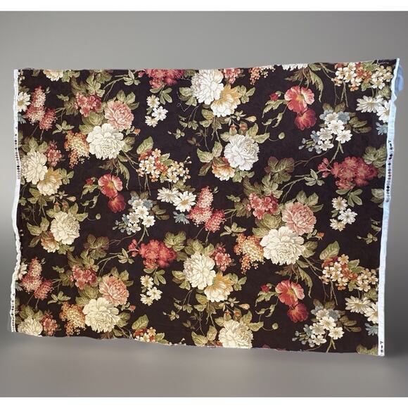 Richloom Floral Fabric 2 Yards / Pc Tapestry Upholstery Vintage Brown White Pink - Picture 3 of 15